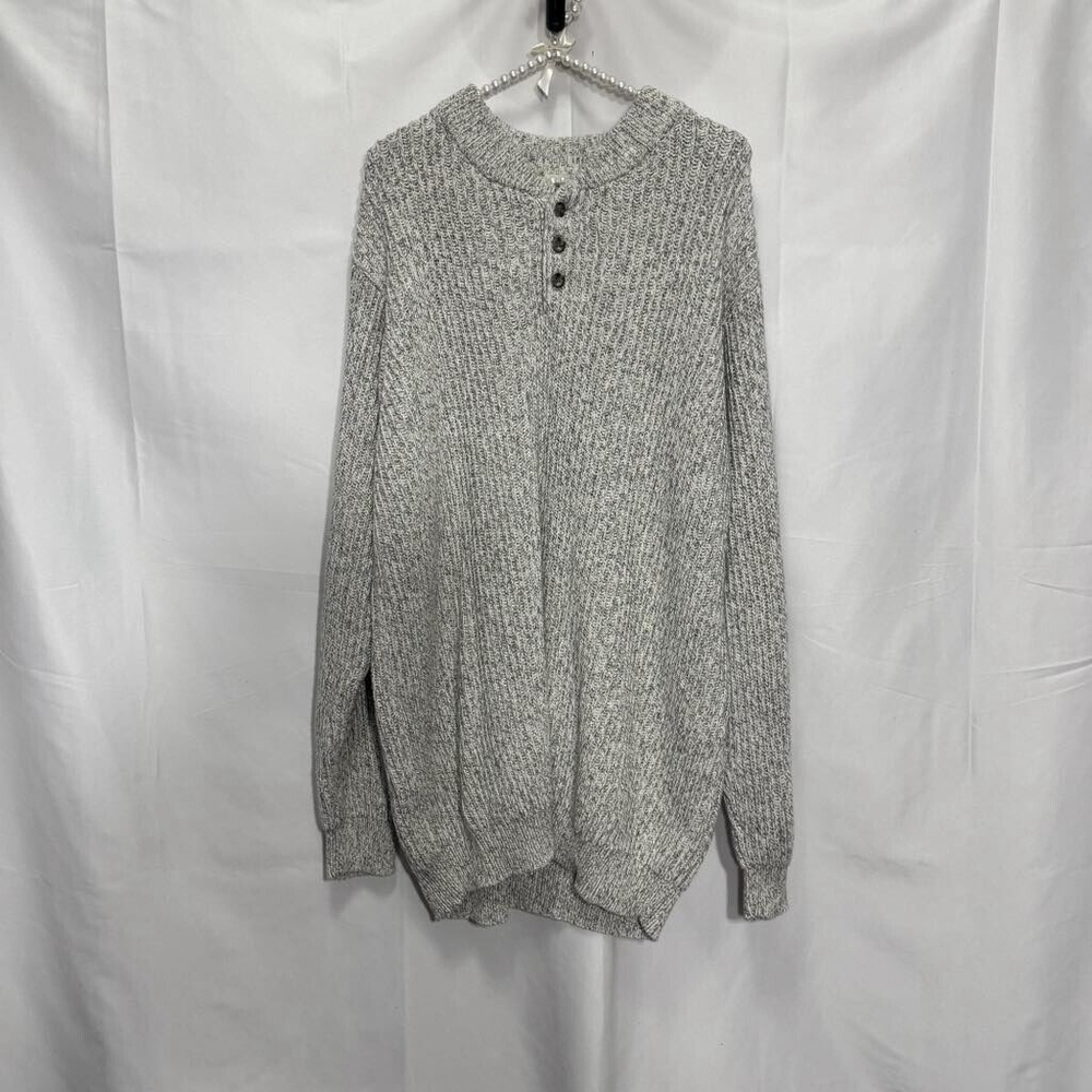 LL Bean Signature Henley Sweater Mens XXL-TALL Chunky Knit Casual Dad Preppy ￼